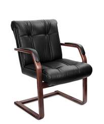 Кресло для посетителей Paris C черная кожа