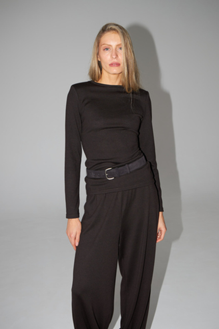 Лонгслив облегающий из тонкой шерсти