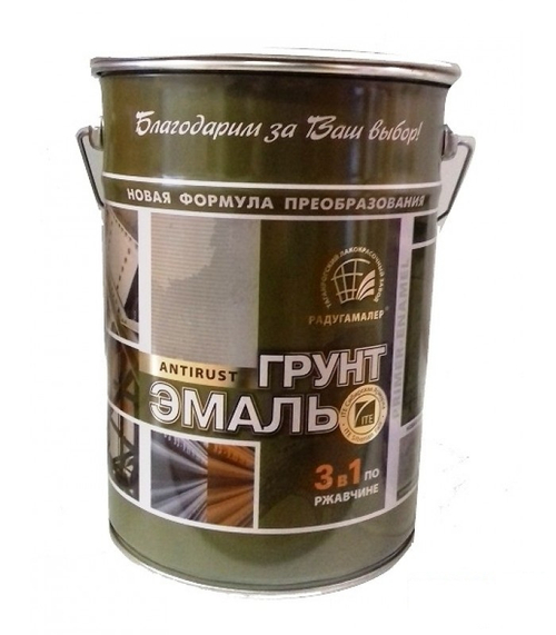 Эмаль-грунт по ржавчине 3в1 белая  6кг РАДУГА