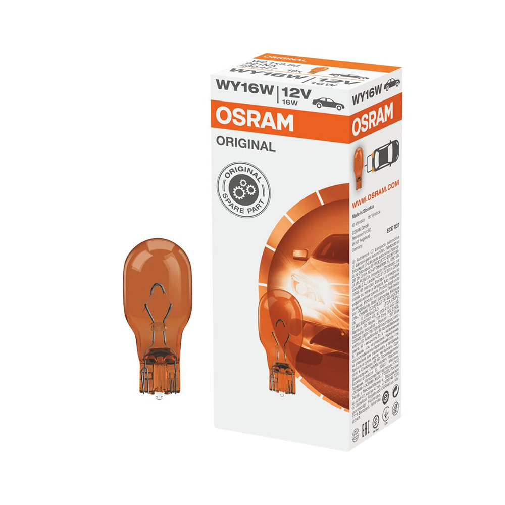 Автолампа 12V 16W WY16W Osram желтая