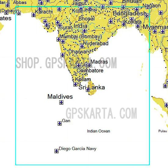 Индийский океан, Бенгальский залив, Индия, Мальдивы карта глубин Garmin BlueChart G3 HXAW003R