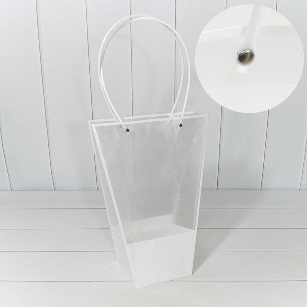 Пакет подарочный 35х26х13см Ваза для цветов (Белый)