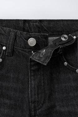 ZARA ДЖИНСЫ WIDE LEG С НАШИВКАМИ-ЗВЕЗДАМИ, ЧЕРНЫЙ