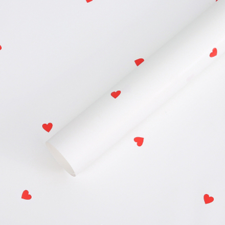 ЛИСТ "Сердечки" 58*58/20шт БЕЛЫЙ/КРАСНОЕ СЕРДЦЕ