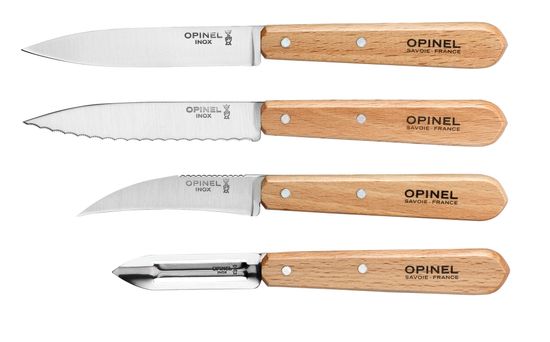 Набор ножей Opinel "Les Essentiels", нержавеющая сталь, рукоять бук( 4 шт./уп.), 001300