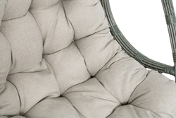 "Венеция" подвесное кресло-кокон из искусственного ротанга, цвет серый с бежевой подушкой