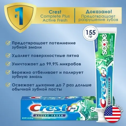 Зубная паста Сrest Complete Whitening Plus Scope