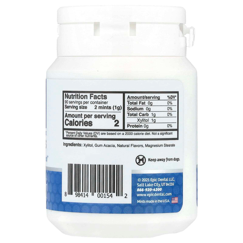Epic Dental, ксилитол, перечная мята, без сахара, 180 шт.