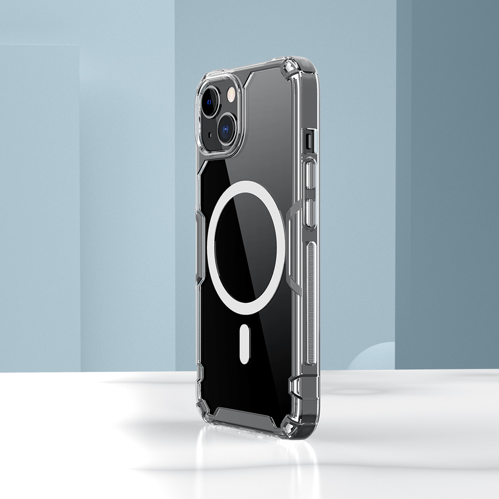 Прозрачный чехол от Nillkin с поддержкой беспроводной зарядки MagSafe для iPhone 14 и 13, серия Nature TPU Pro Magnetic