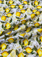 Лен Dolce&Gabbana белый с лимонами и цветами