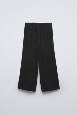 ZARA ТРИКОТАЖНЫЕ БРЮКИ С ШИРОКИМИ ШТАНИНАМИ, ЧЕРНЫЙ