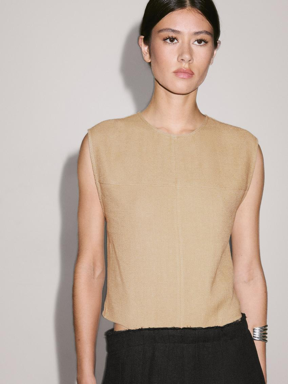 Massimo Dutti Длинное комбинированное платье с боковыми разрезами, черный