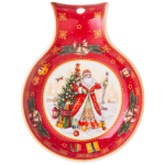 Подставка для ложки, фарфор, кругл, 15х11.5х2.5 см, красн, Lefard, Дед Мороз, 85-1758