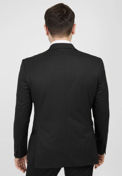 Мужской двубортный костюм (черный) В92