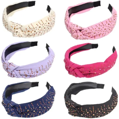 Ободок для волос «ЛАФАНТАЛЬ», эйфория, стразы, ширина 2.8см, микс 6 цветов (стикер на внутр. часть)