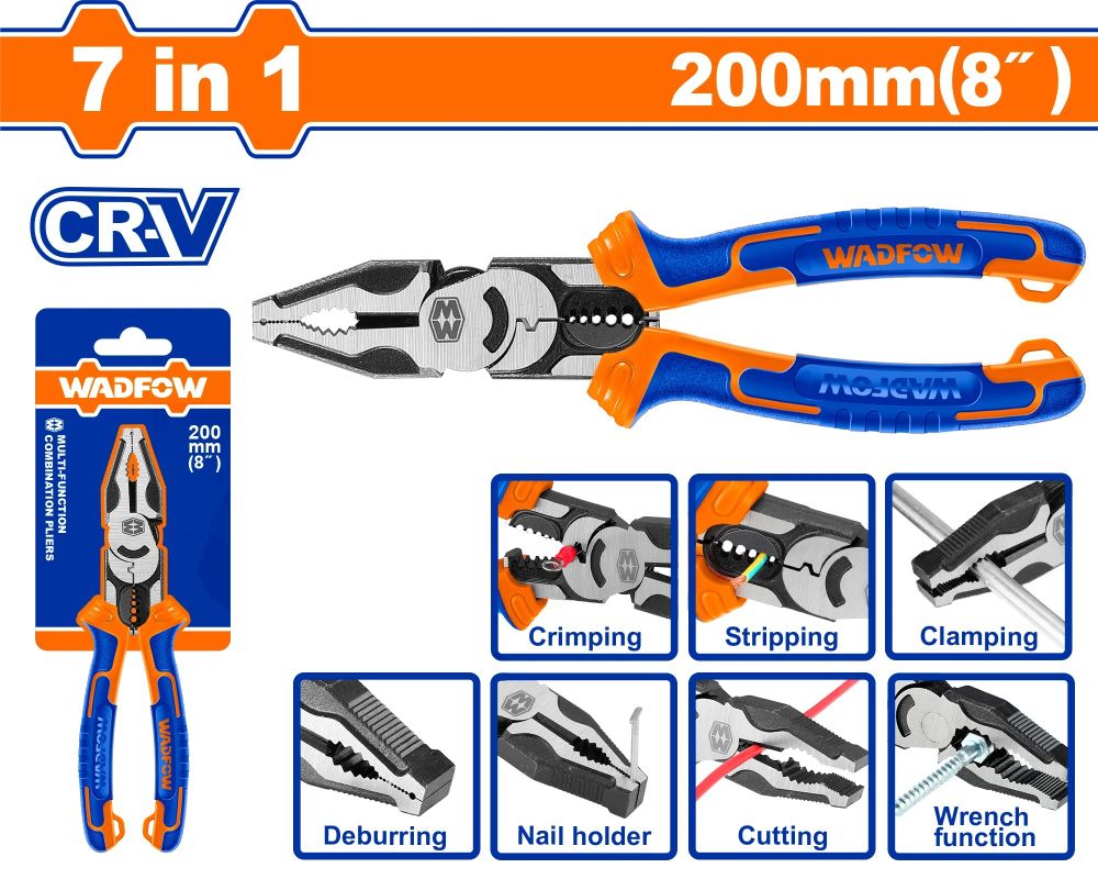 Плоскогубцы многофункциональные WADFOW WPL1778 200 мм 7 в 1