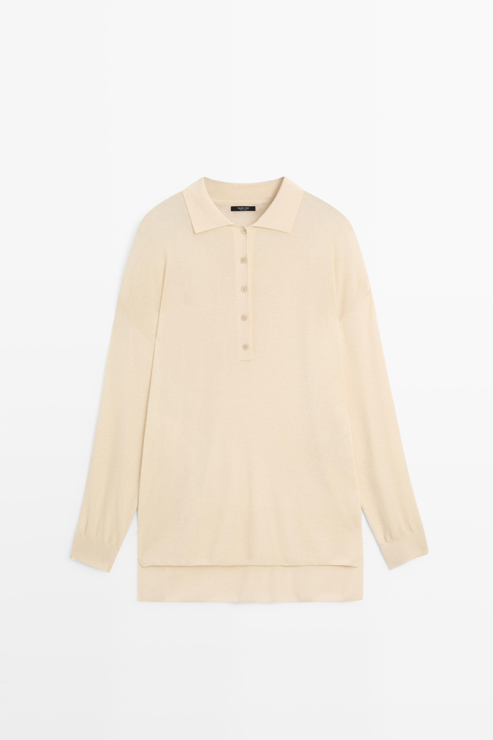 Massimo Dutti Свитер поло из смеси хлопка и шелка, цвет слоновой кости