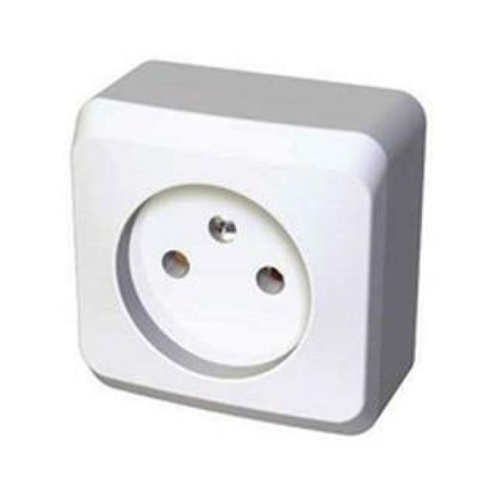 Schneider Electric ЭТЮД Белый Розетка 1-местная открытая установка без заземляющих контактов PA16-001B