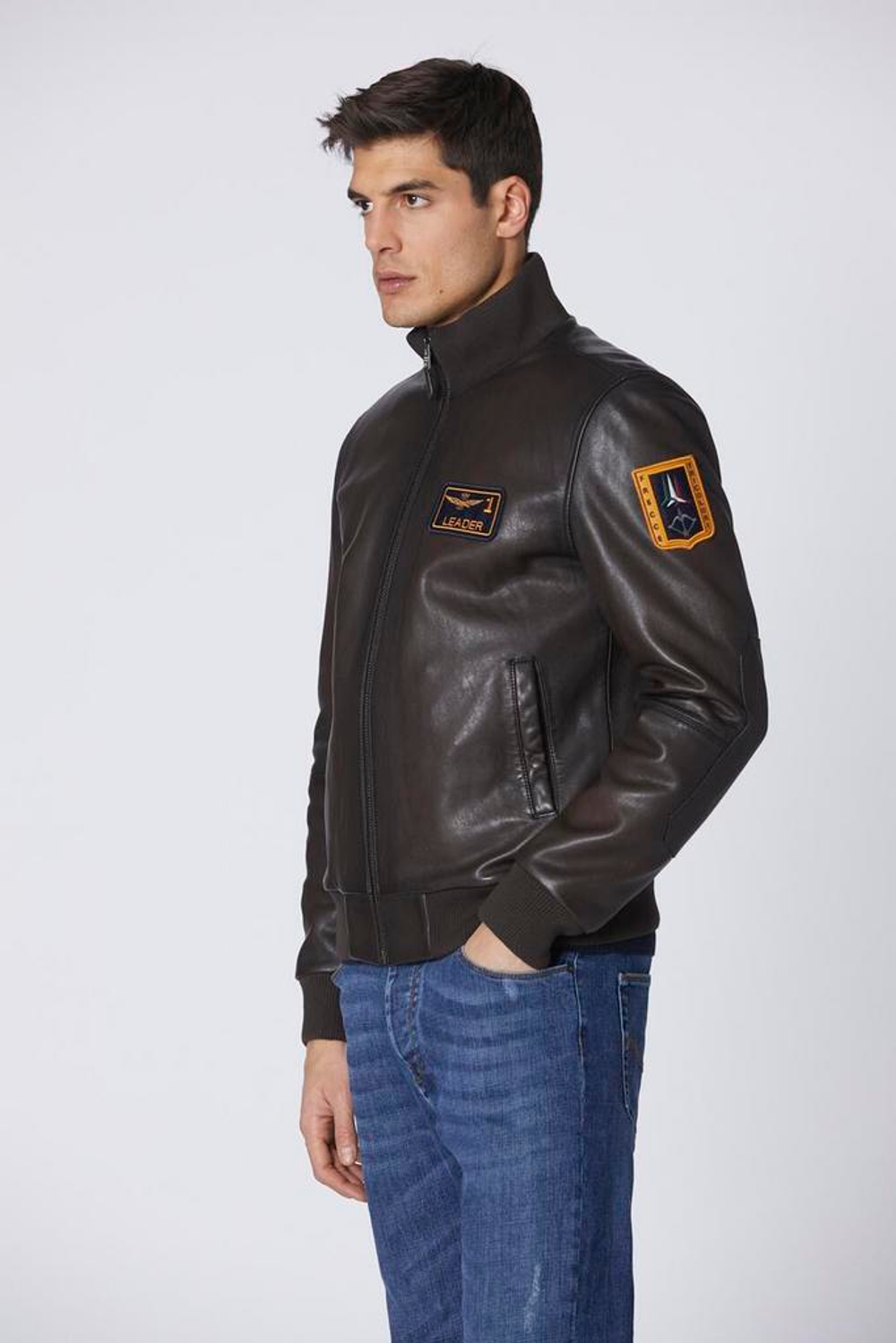 Куртка кожа муж. AERONAUTICA 5034 коричневый LEADER