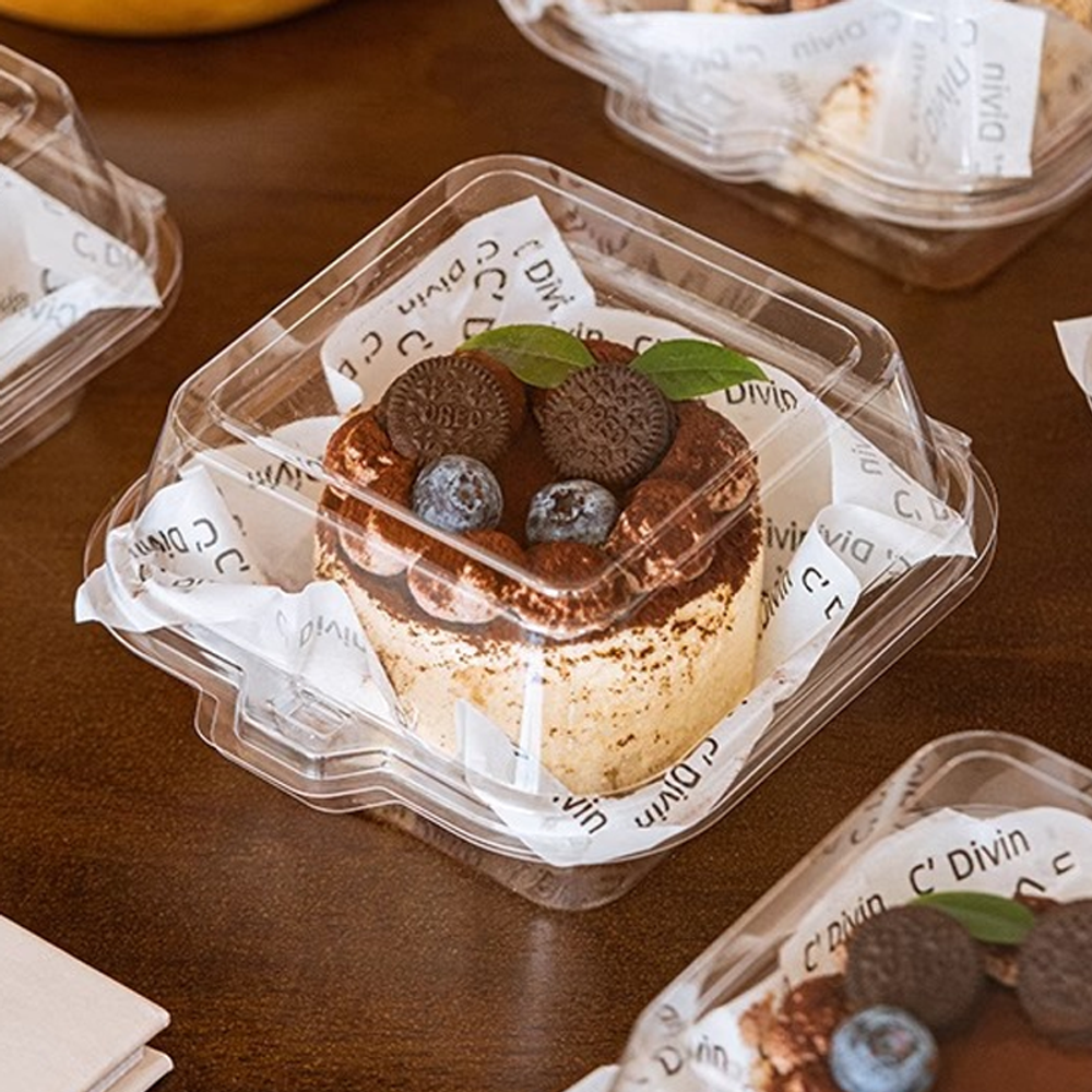 Коробочка для бенто торта, пластиковая (15х15х12,5 см, 50 шт)