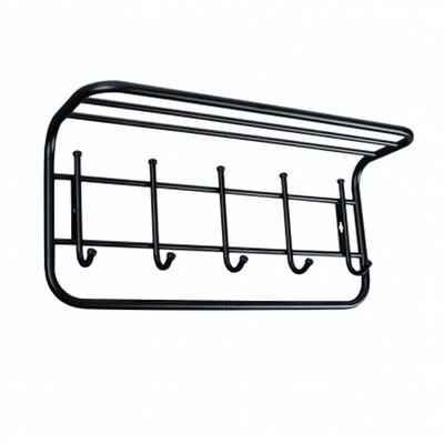 Вешалка с полкой 60см 5 крючков чёрный