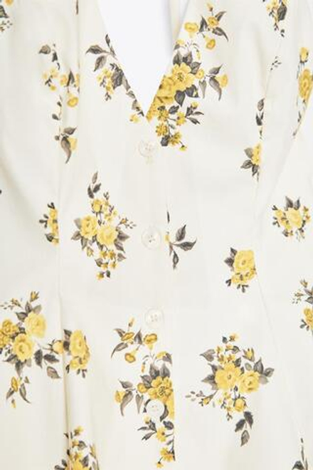 ZARA КОРОТКОЕ ПЛАТЬЕ-ХАЛТЕР С ЦВЕТОЧНЫМ ПРИНТОМ, ЭКРЮ/ЖЕЛТЫЙ