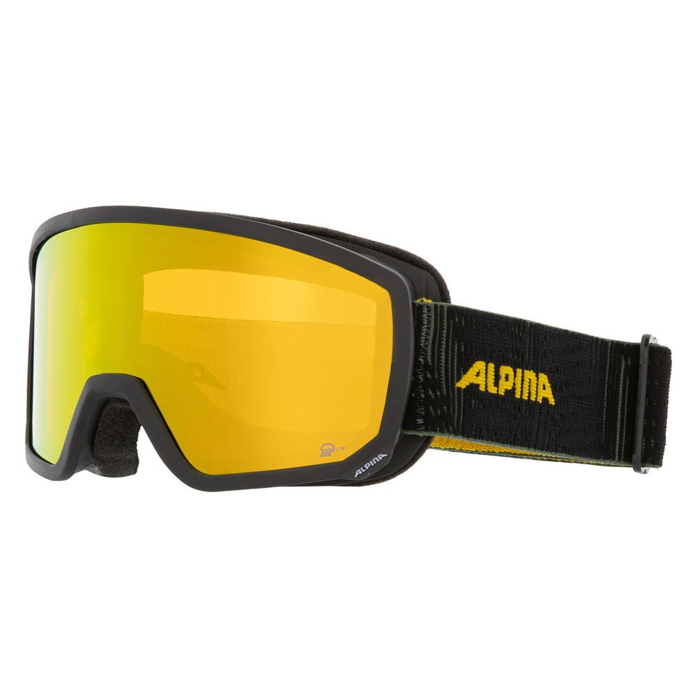 Очки горнолыжные ALPINA Scarabeo S Q-Lite Black-Yellow Matt/Q-Lite Gold S2 (б/р)