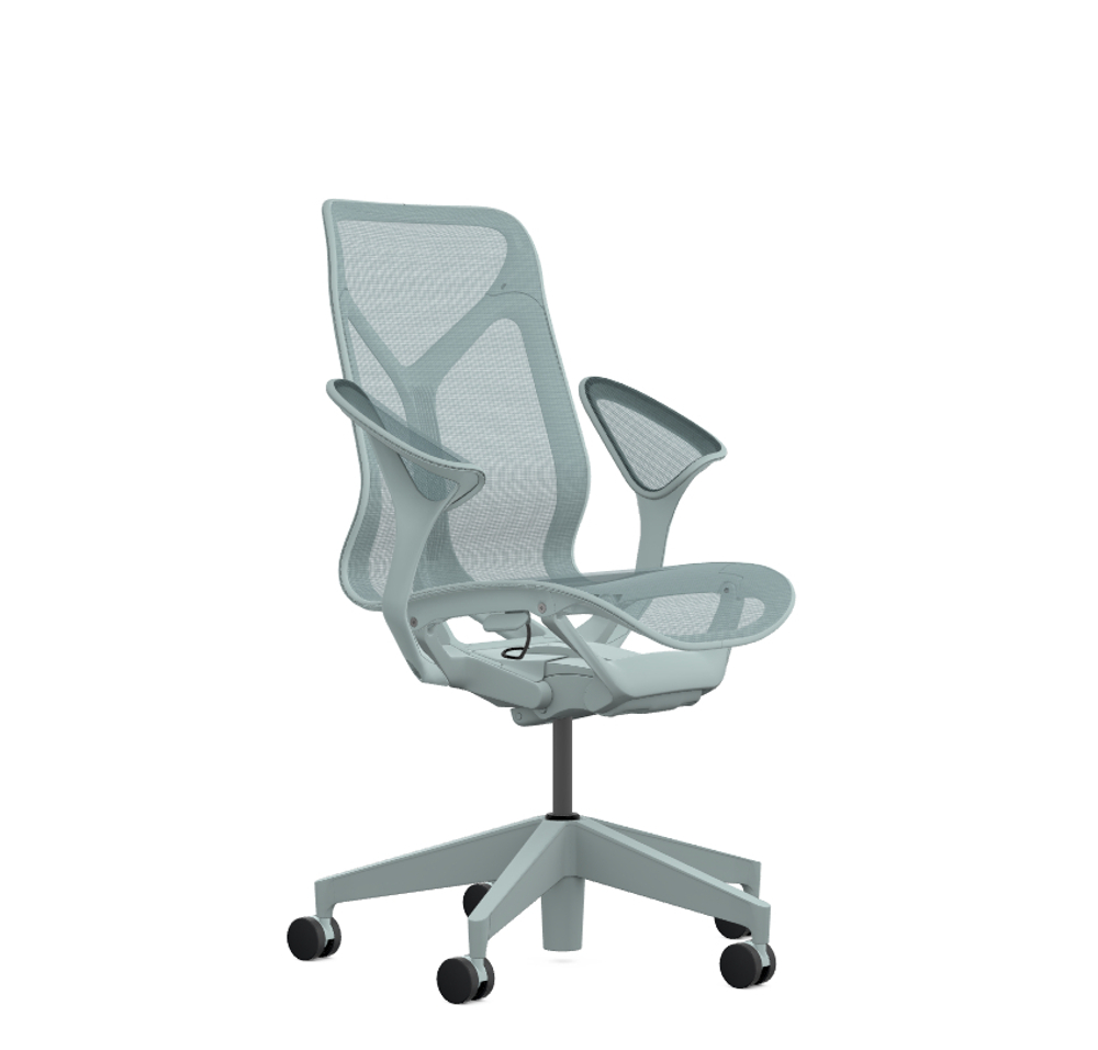 Кресло Herman Miller Cosm, средняя спинка, цвет Glacier, подлокотники «лепестки» (Leaf)