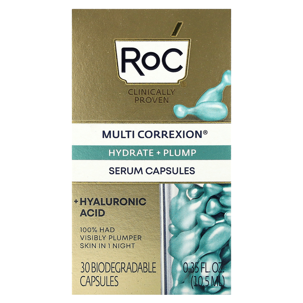 RoC, Multi Correxion, ночная сыворотка в капсулах, увлажнение и упругость, без аромата, 30 биоразлагаемых капсул