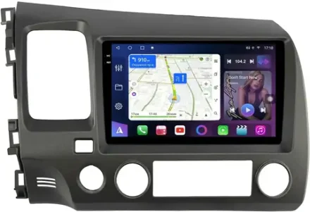 Магнитола Honda Civic 8 4d 2005-2012 (левый руль) - FarCar BM9-7373-9 монитор 9.5" QLED на Android 14, TS10, 4+32Гб, CarPlay, 4G SIM-слот