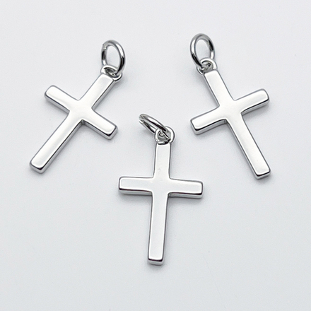 Подвеска Крест, цвет серебро (родий), размер 19*11 мм, цена за 1 шт