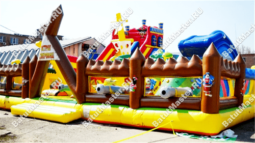 Большой надувной батут "Говорящая акула" 14*10*6 м