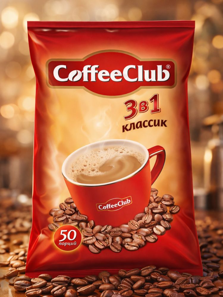 Растворимый кофе CoffeeClub 3 в 1 Классик 50 пак x 2 уп