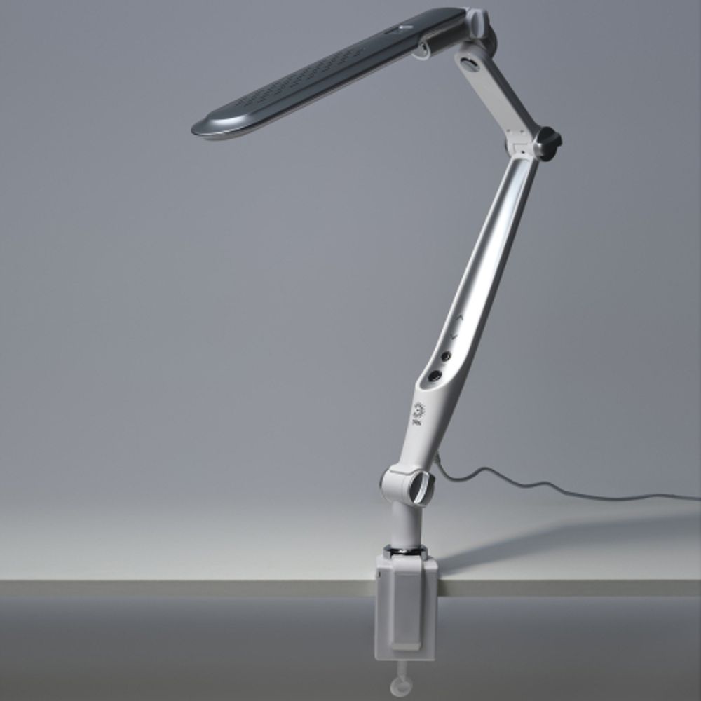 Настольный светильник ЭРА NLED-496-12W-S светодиодный на струбцине серебро | Светодиодные настольные лампы