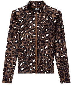 Женская Кофта теннисная EA7 Woman Jersey - fancy brown/animalier micro