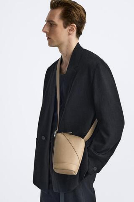 ZARA МИНИ-СУМКА ГЕОМЕТРИЧЕСКОЙ ФОРМЫ,  РЫЖЕВАТО-КОРИЧНЕВЫЙ