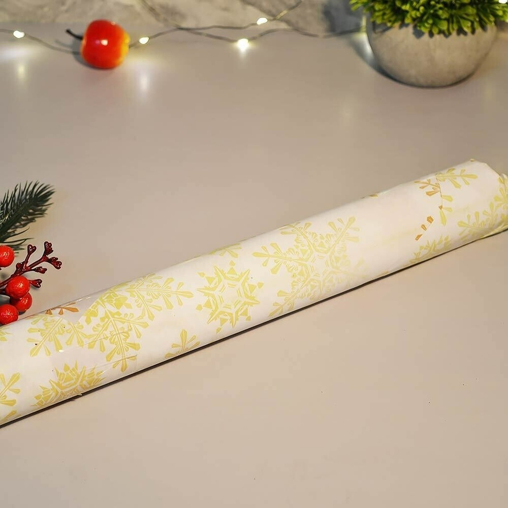 Бумага упаковочная 50*70см "Снежный шарм", золото (20 листов)