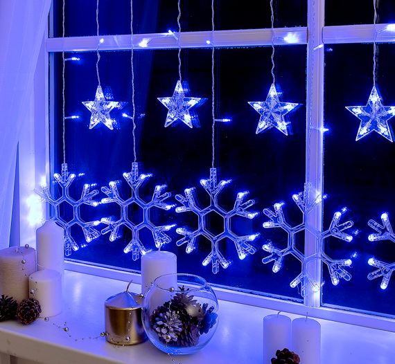 Гирлянда Бахрома "Звезды и Снежинки" 2,5*1м 38256