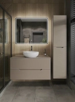 Тумба с раковиной Orange Line 100 Li-100TuLMDF+B07-420W латте/белый