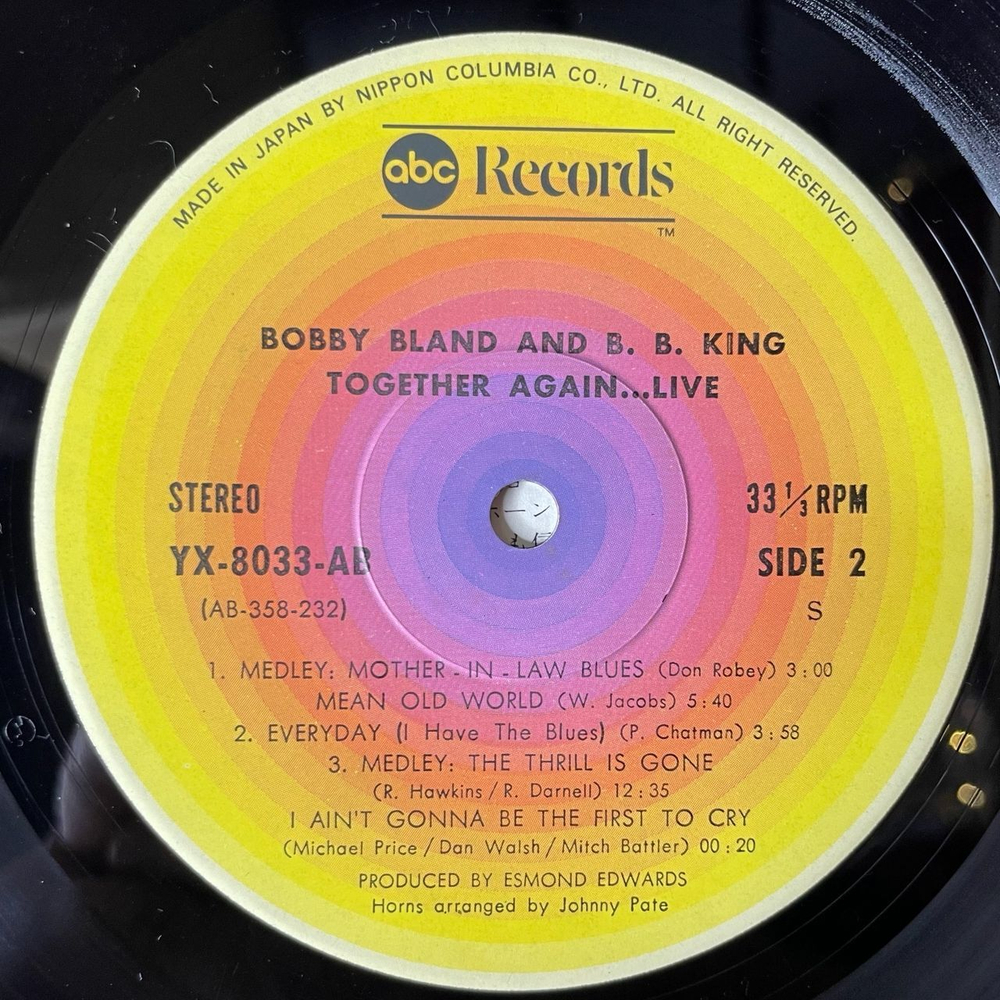 Винтажная виниловая пластинка LP Bobby Bland and B.B. King Together Again Live (Japan 1976) (Obi) Let The Good Times Roll