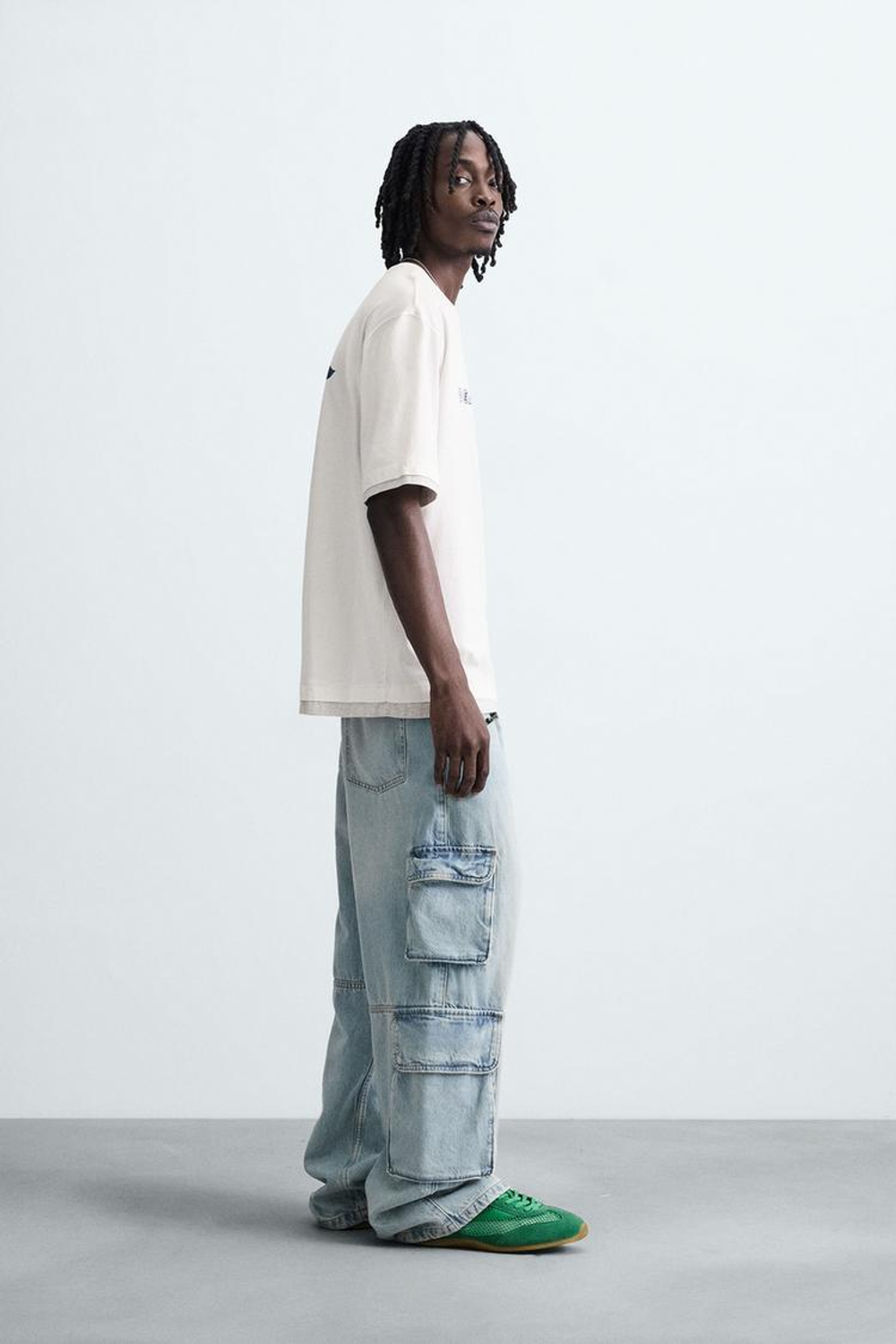 ZARA ФУТБОЛКА С ТЕКСТОВЫМ ПРИНТОМ, БЕЛЫЙ