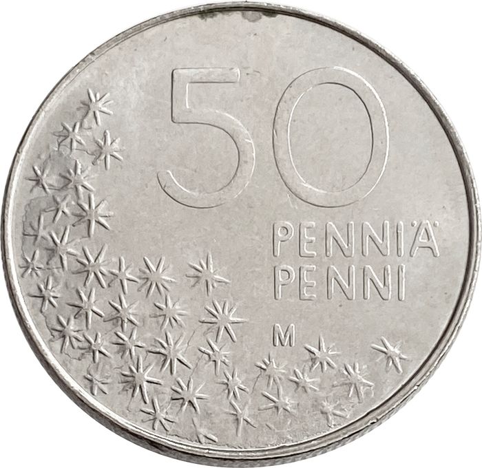 50 пенни 1990-2001 Финляндия