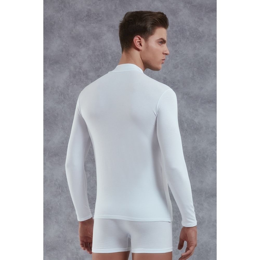 Мужской лонгслив с воротником стойкой белый Doreanse 2930