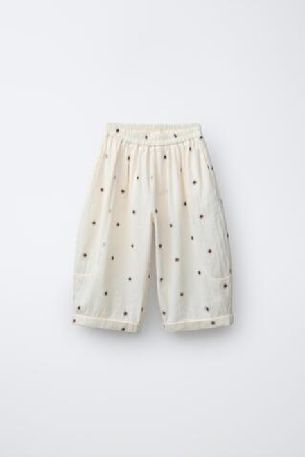 ZARA БРЮКИ BAGGY С УЗОРОМ SOLES, ЭКРЮ