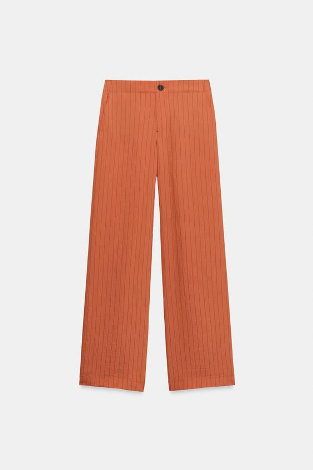 ZARA БРЮКИ ПРЯМОГО КРОЯ В ПОЛОСКУ, МЕДНЫЙ