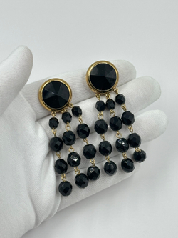 Клипсы с подвесками из чёрных бусин Sonia Rykiel