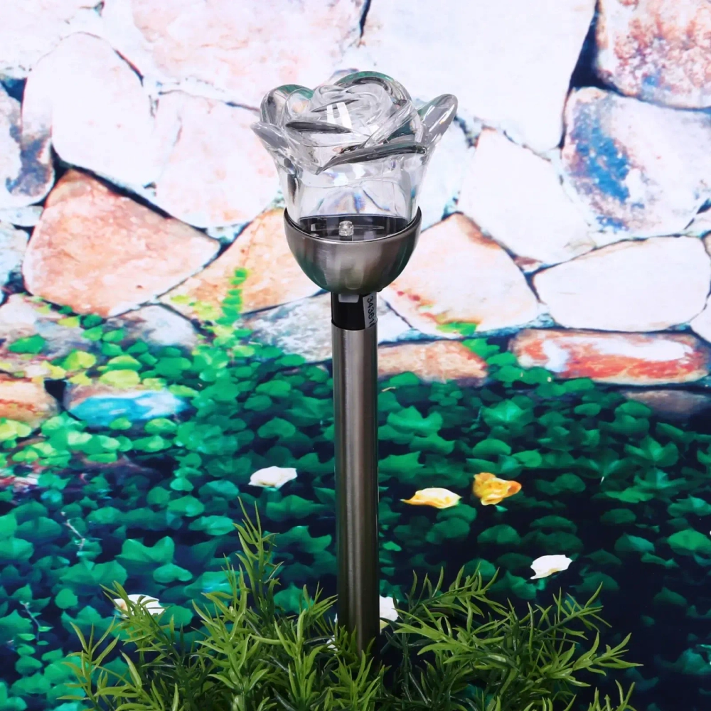 Фонарь садовый «Роза» 36*8см, 3 цвета, на солнечной батарее, металл