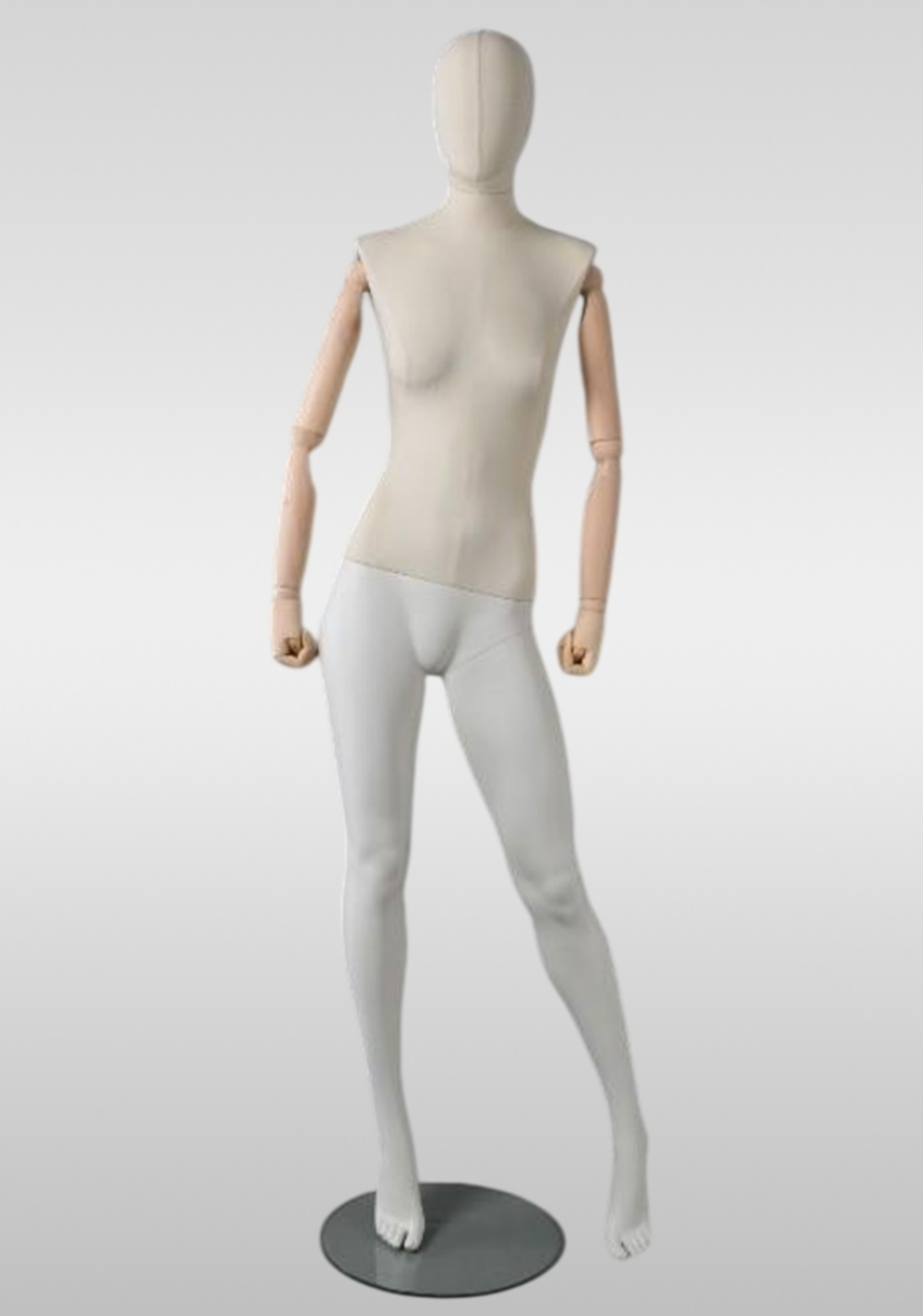 Женский абстрактный манекен Винтаж 05/Обтяжка Лен/Деревянные руки
