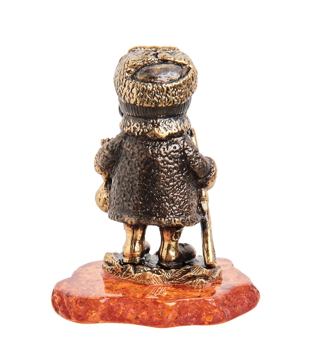 Народные промыслы AM-2211 Фигурка «Дед Мазай» (латунь, янтарь)