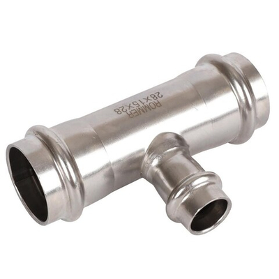 ROMMER Тройник переходной 28x15x28 из нержавеющей стали прессовой